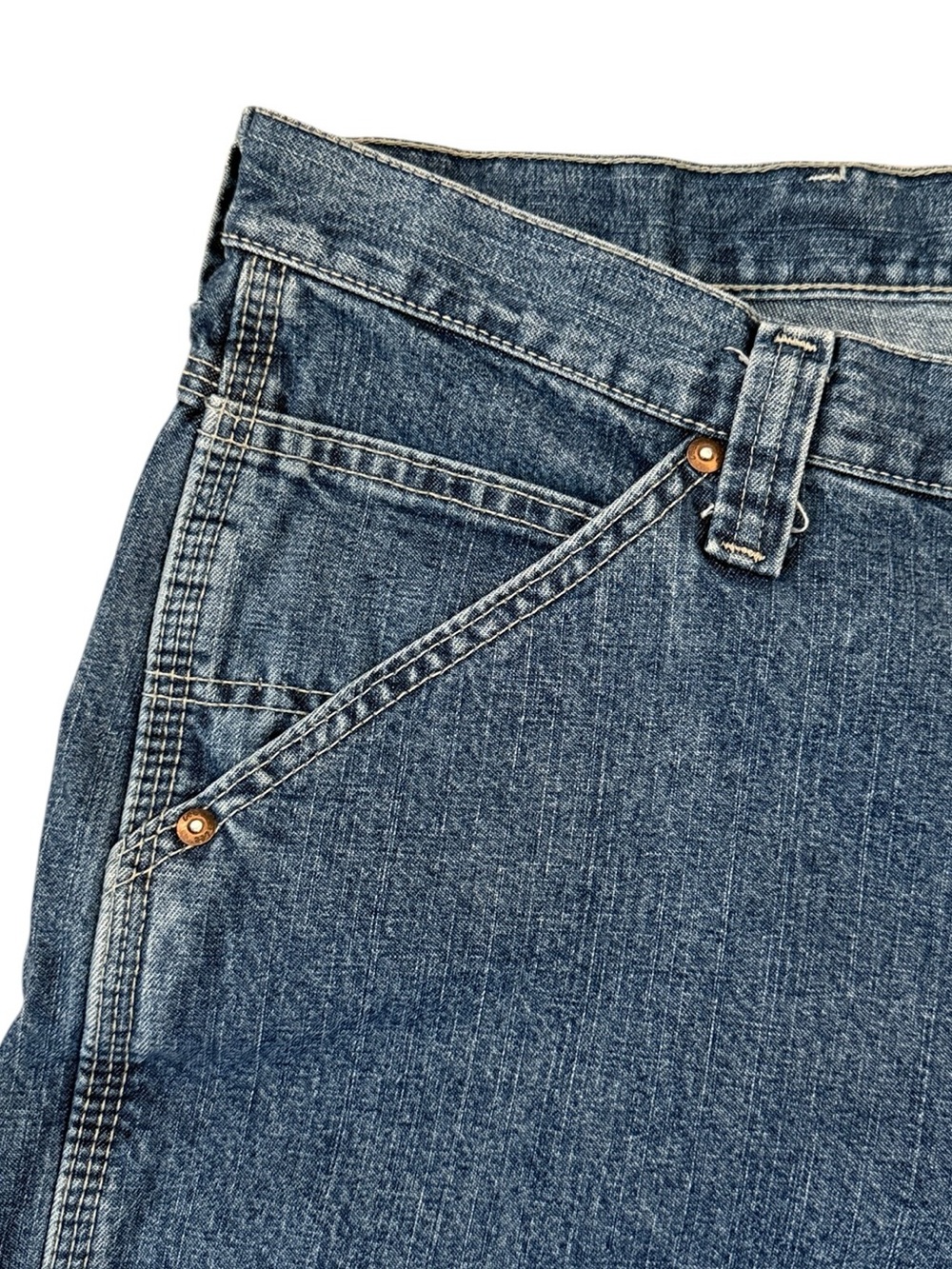 Lee Dungarees Carpenter Jean Shorts 38L Y2K Baggy Skater Fits 36x12 Medium Blue - Picture 7 of 15